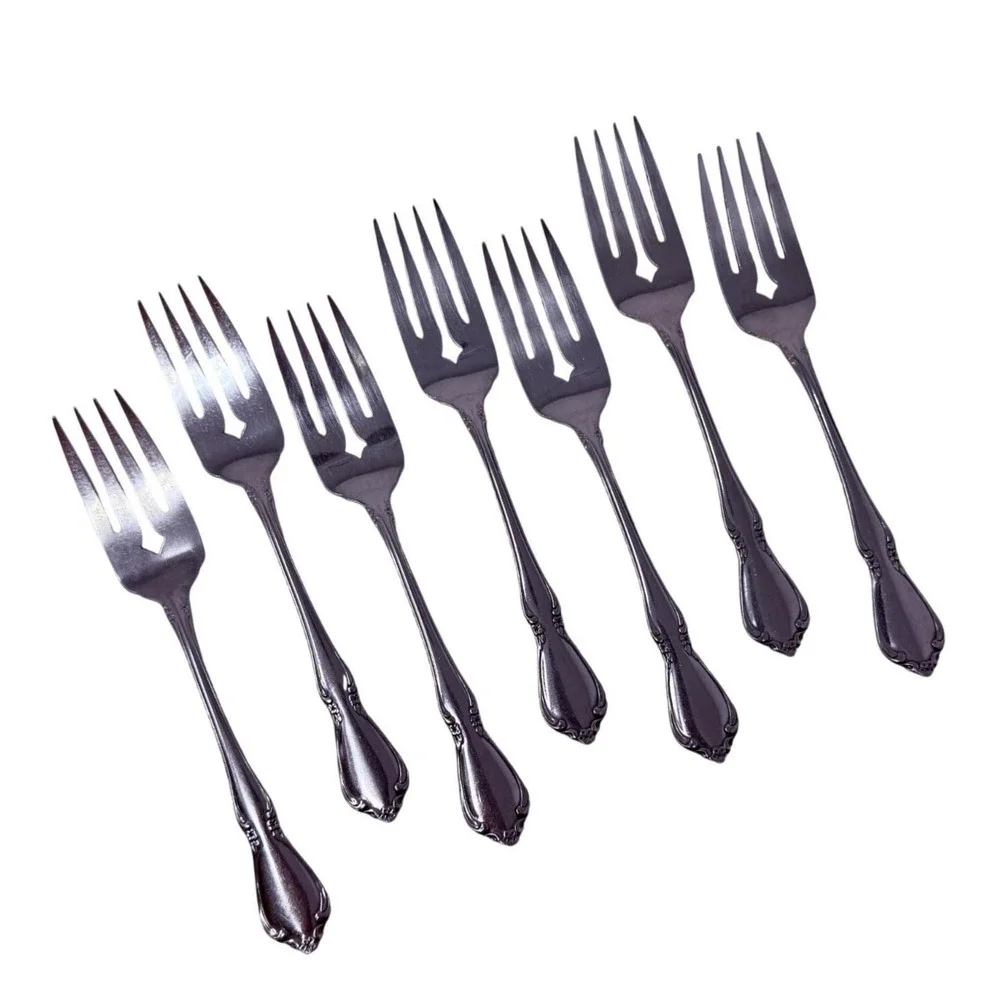 7 Salad Forks Fork Chateau Stainless Flatware Oneida Silver Replacement